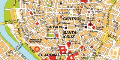 Karte Seviljā spānijā pilsētas centrs