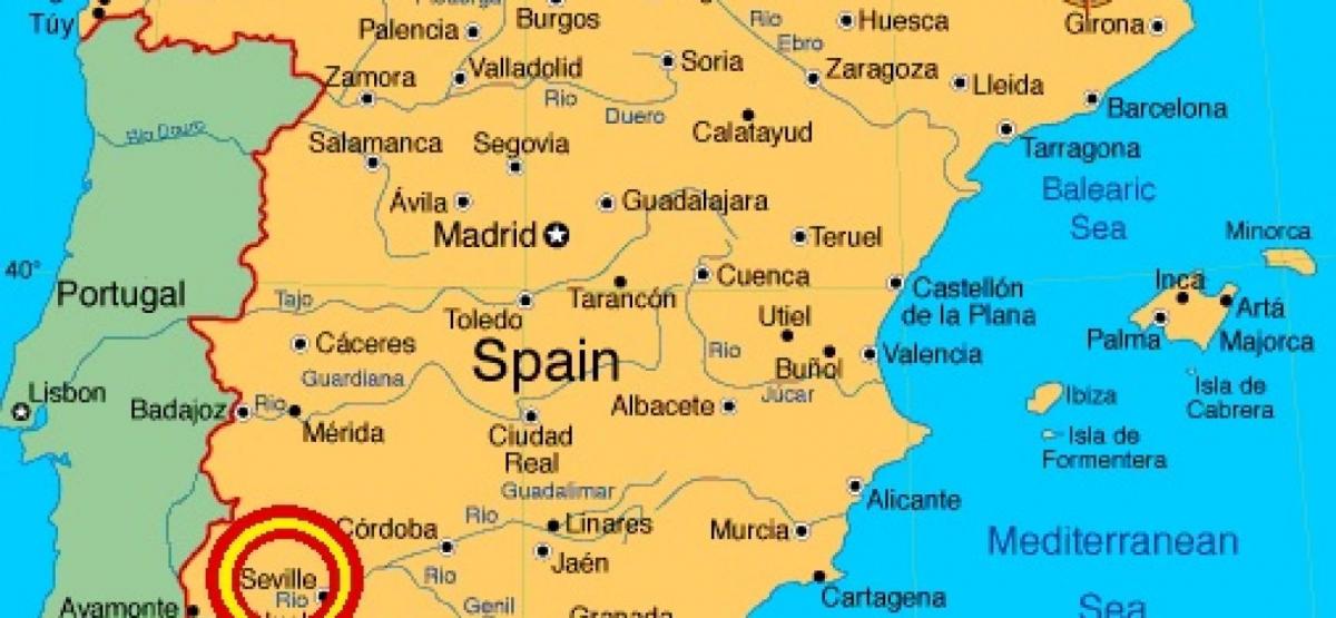 karte spānija parādot Seviļas