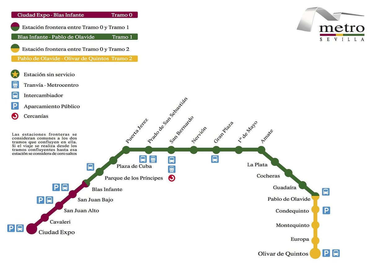 metro Seviļas karte