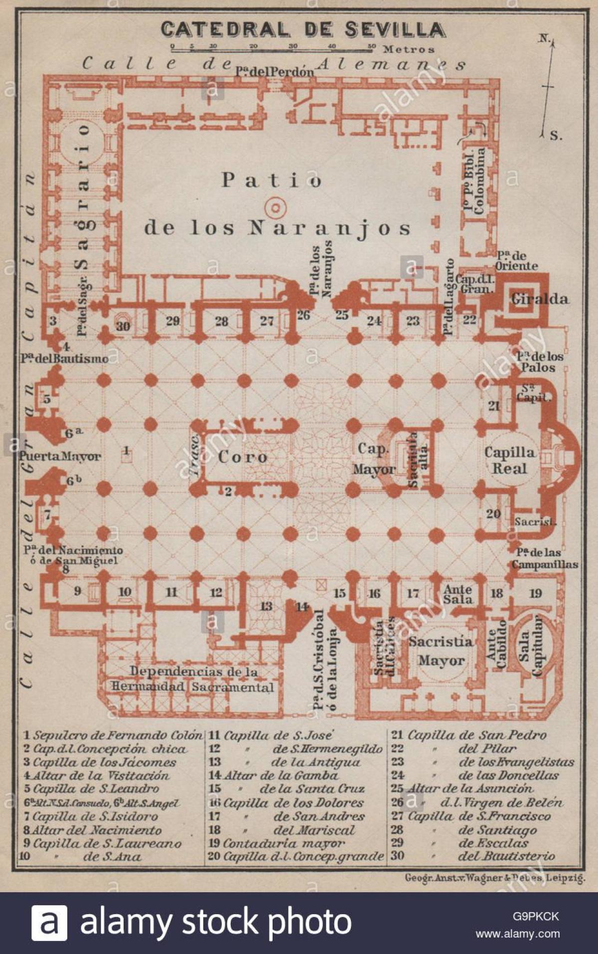 kartes Seviļas katedrāle