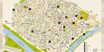 Karte plaza de armas Seviļas 