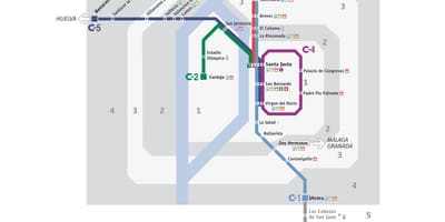Dzelzceļa stacijas Seviļā karte